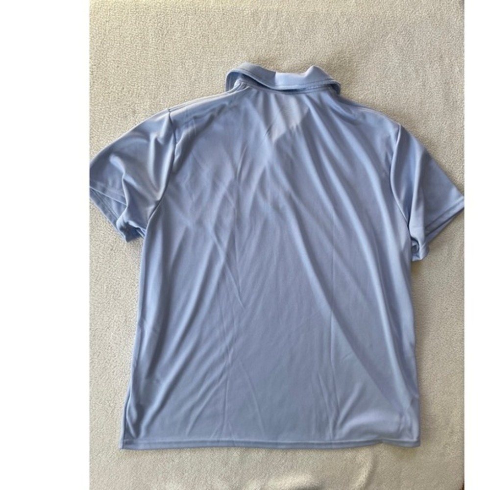 USA Line Mens 2XL Polo Shirt Light Blue USPS Postal Service Uniform Mesh Patch